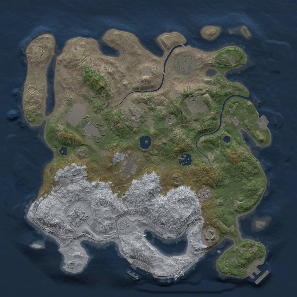 Rust Map: Procedural Map, Size: 3500, Seed: 45678245, 14 Monuments