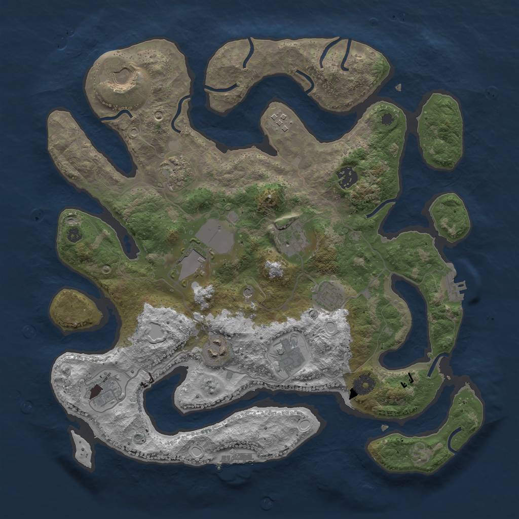 Rust Map: Procedural Map, Size: 3700, Seed: 1880998100, 21 Monuments