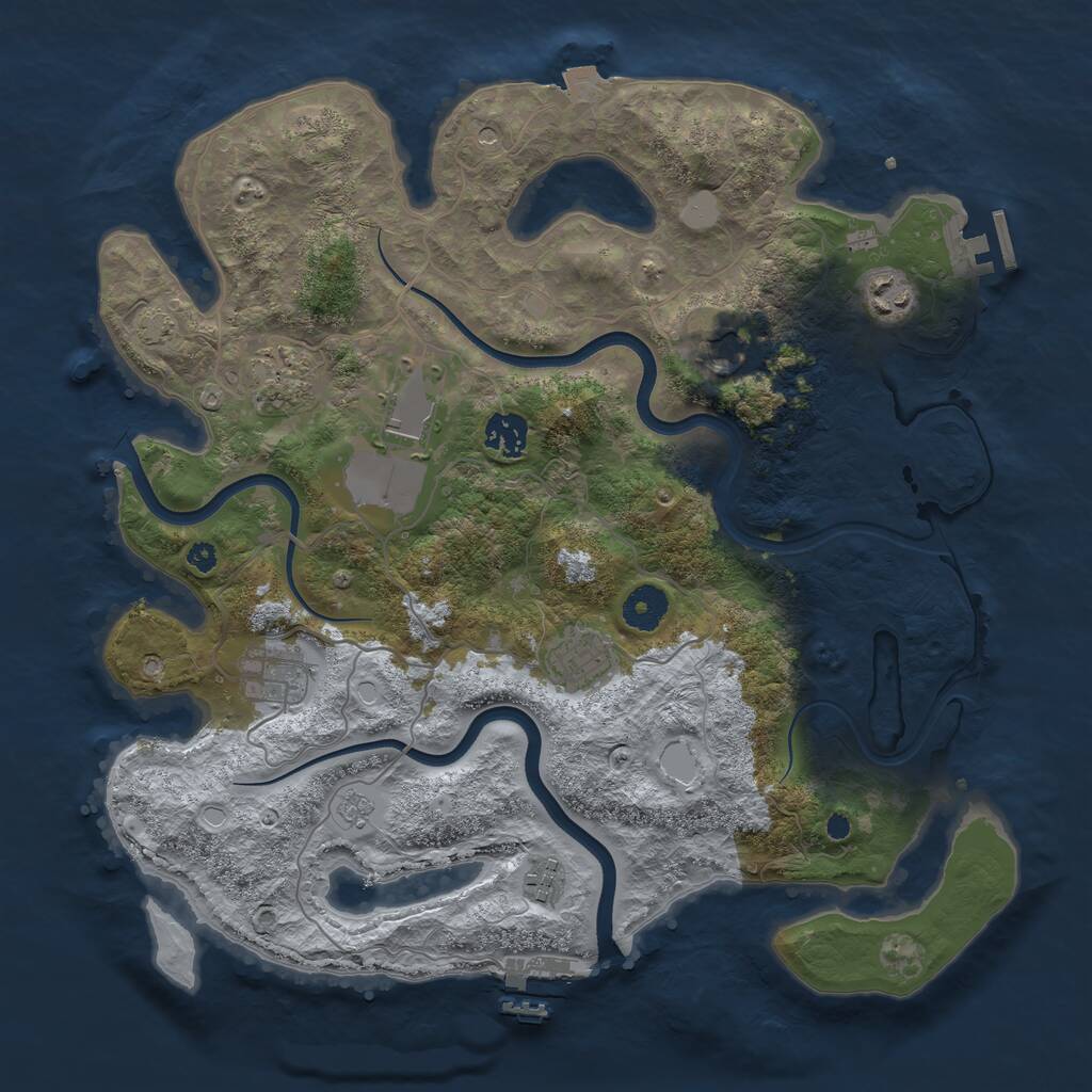 Rust Map: Procedural Map, Size: 3700, Seed: 1880998100, 14 Monuments