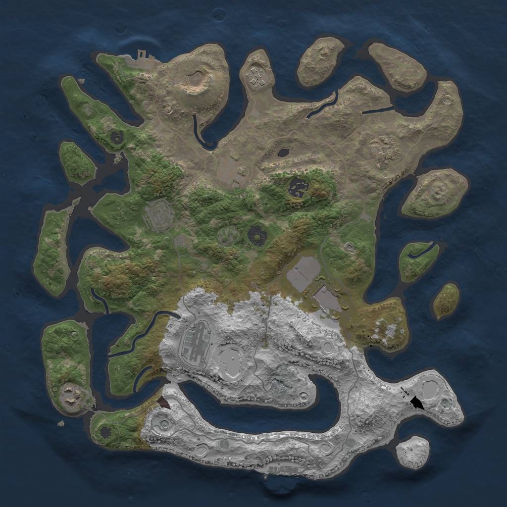 Rust Map: Procedural Map, Size: 3800, Seed: 456384465, 20 Monuments