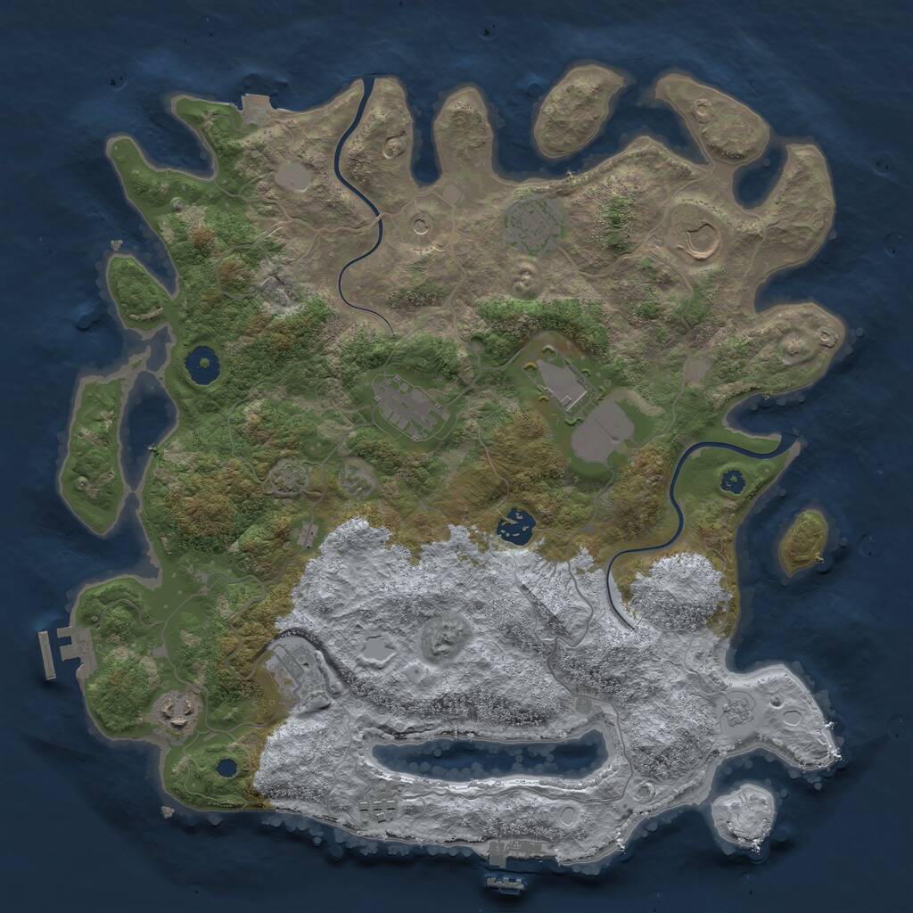 Rust Map: Procedural Map, Size: 3800, Seed: 456384465, 14 Monuments