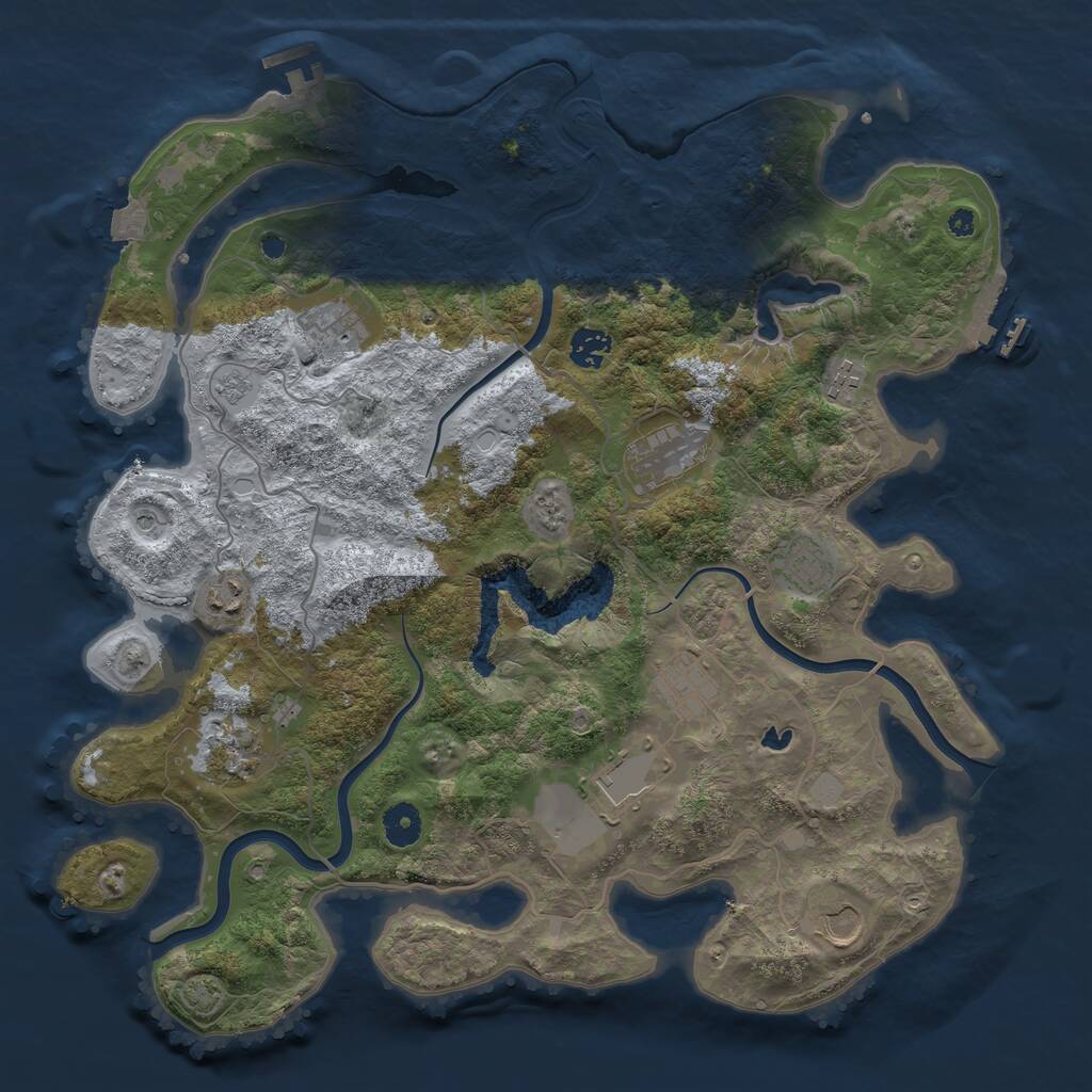 Rust Map: Procedural Map, Size: 4000, Seed: 1222102, 16 Monuments