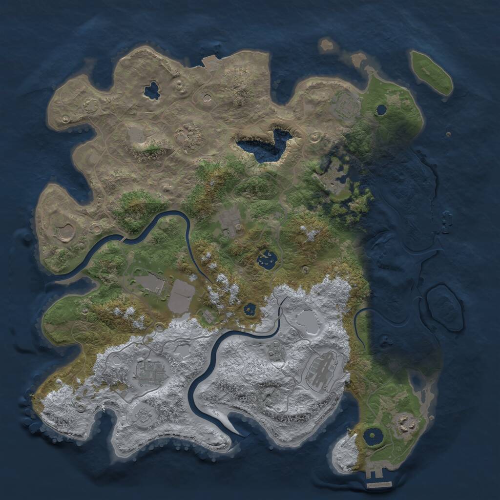 Rust Map: Procedural Map, Size: 4000, Seed: 71752533, 17 Monuments