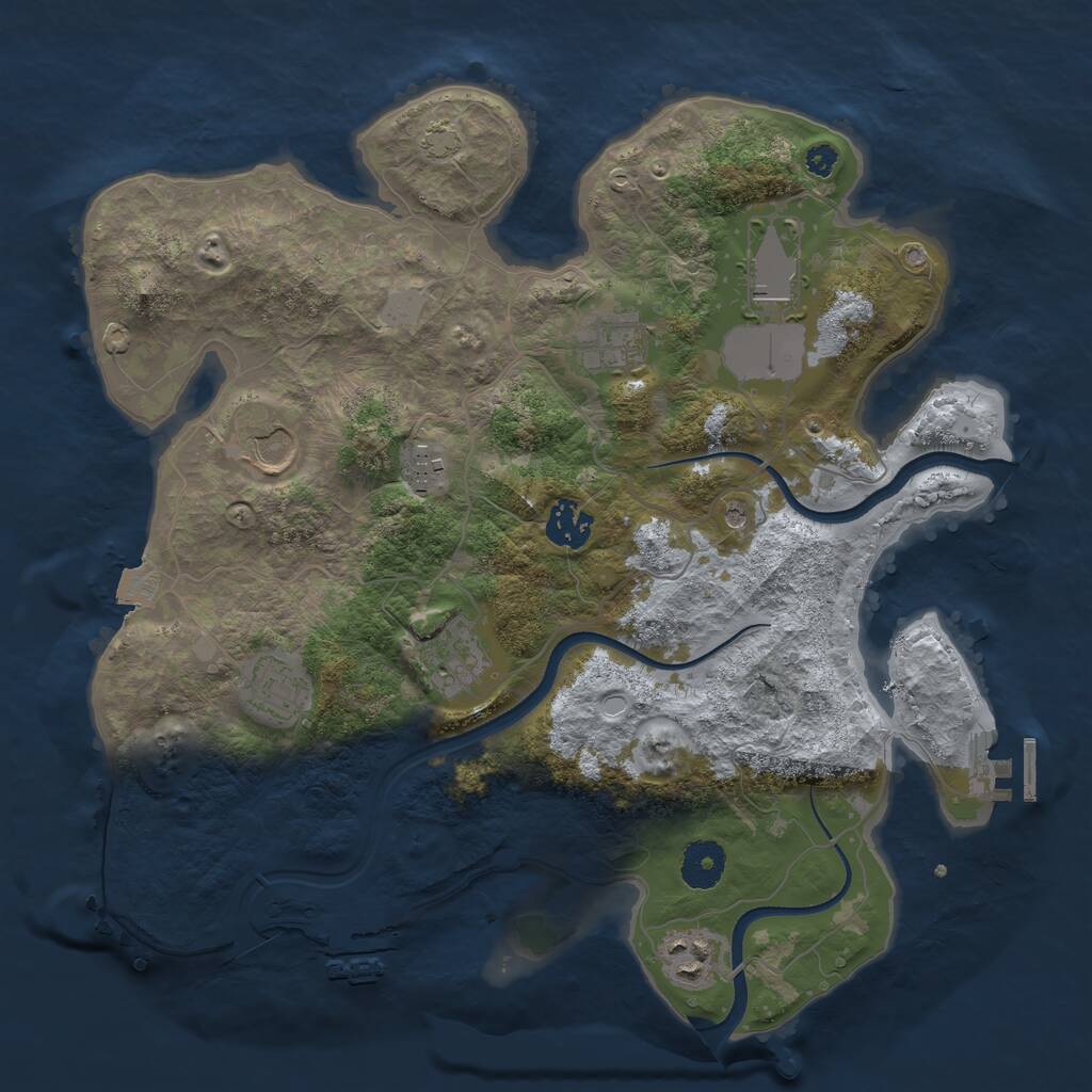 Rust Map: Procedural Map, Size: 3500, Seed: 7123667, 13 Monuments