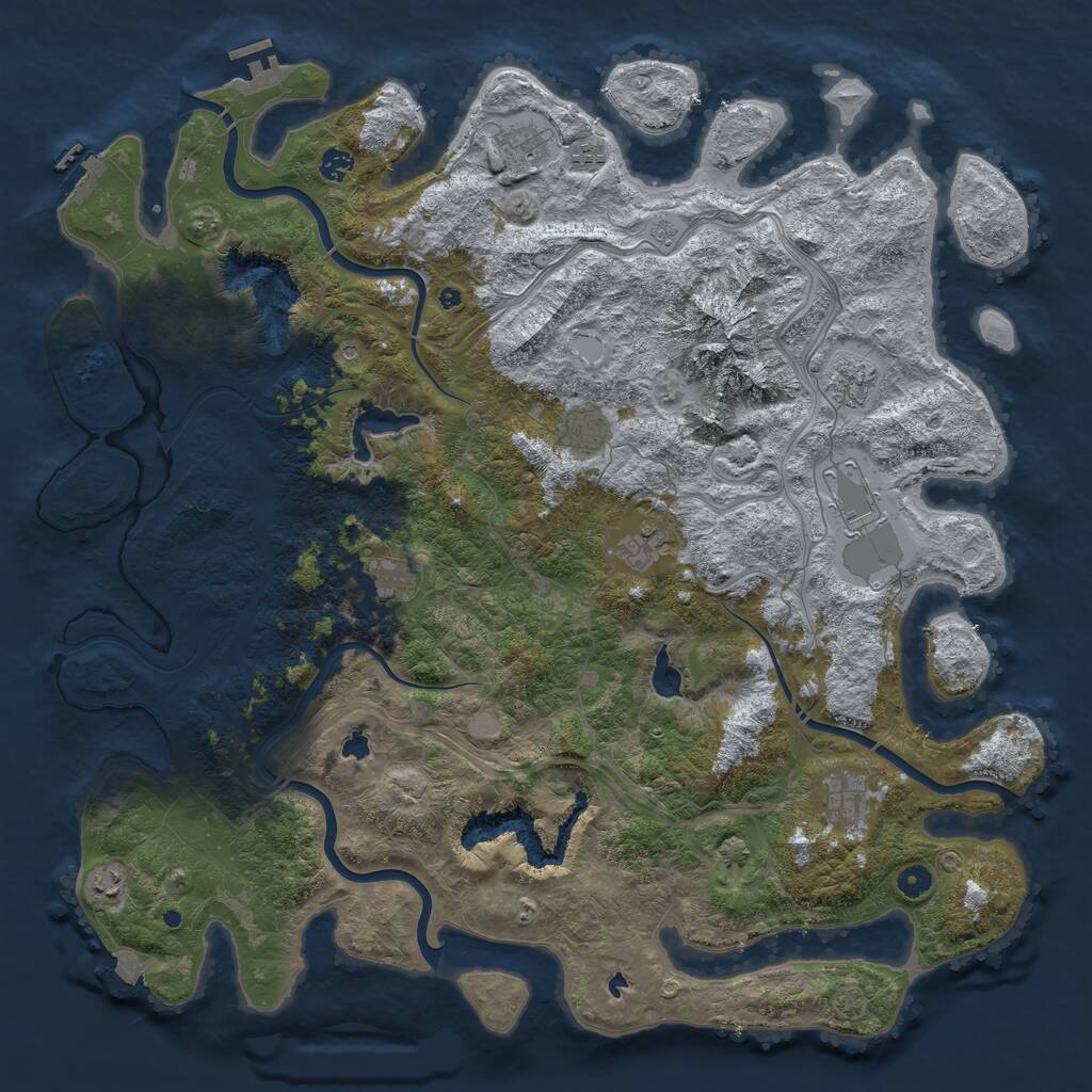 Rust Map: Procedural Map, Size: 5000, Seed: 229317832, 16 Monuments