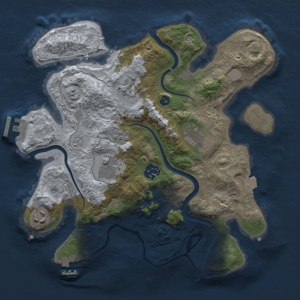 Rust Map: Procedural Map, Size: 3000, Seed: 2109057640, 12 Monuments