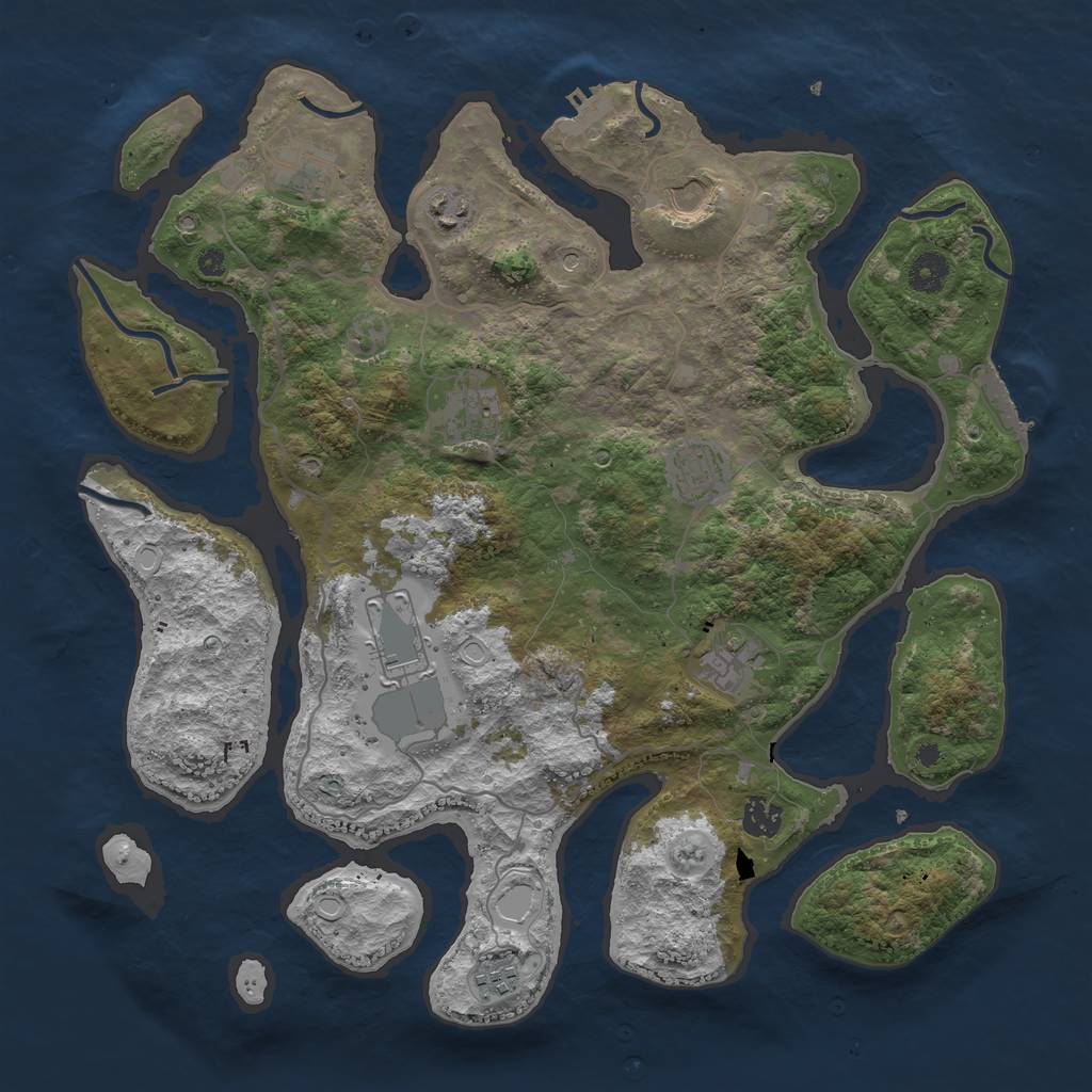 Rust Map: Procedural Map, Size: 4000, Seed: 1919191919, 20 Monuments