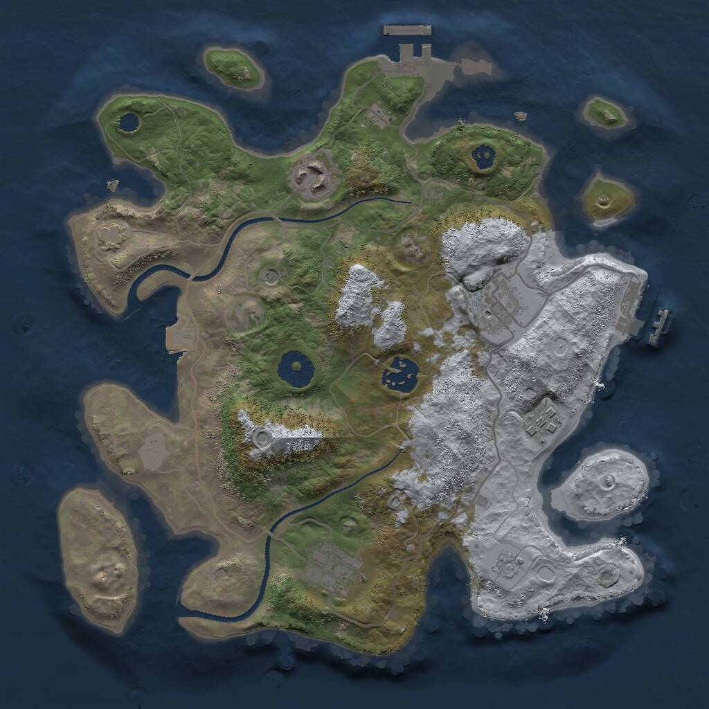 Rust Map: Procedural Map, Size: 3000, Seed: 1420807478, 11 Monuments