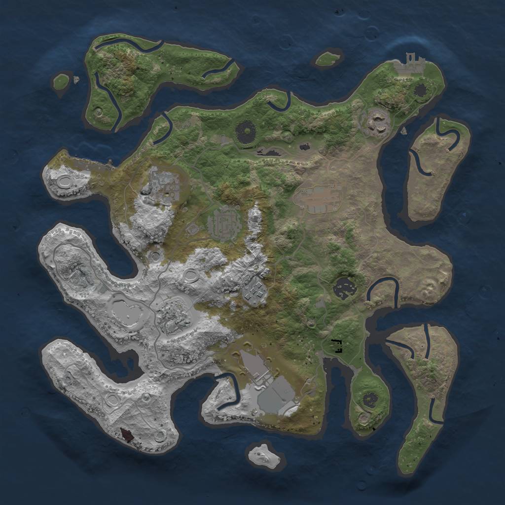 Rust Map: Procedural Map, Size: 3500, Seed: 6735836, 19 Monuments