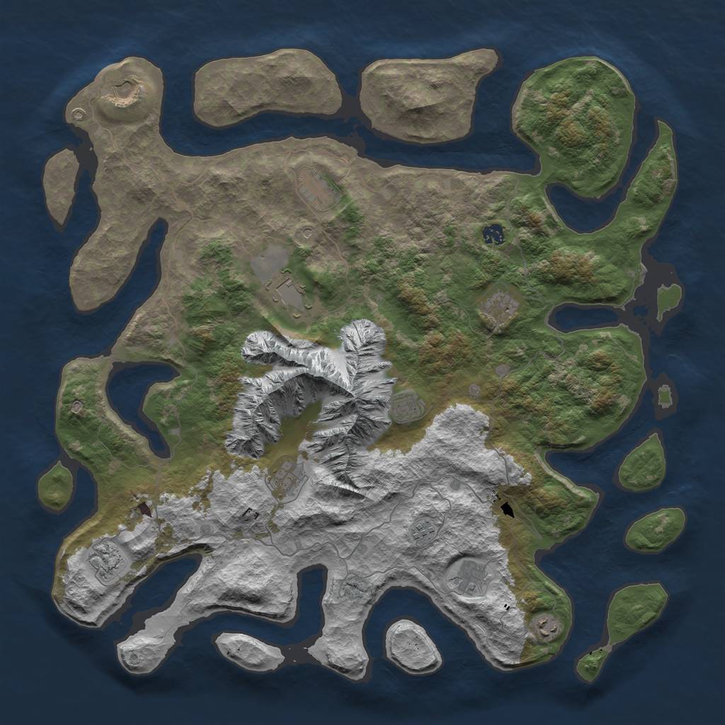 Rust Map: Barren, Size: 5000, Seed: 9645, 14 Monuments