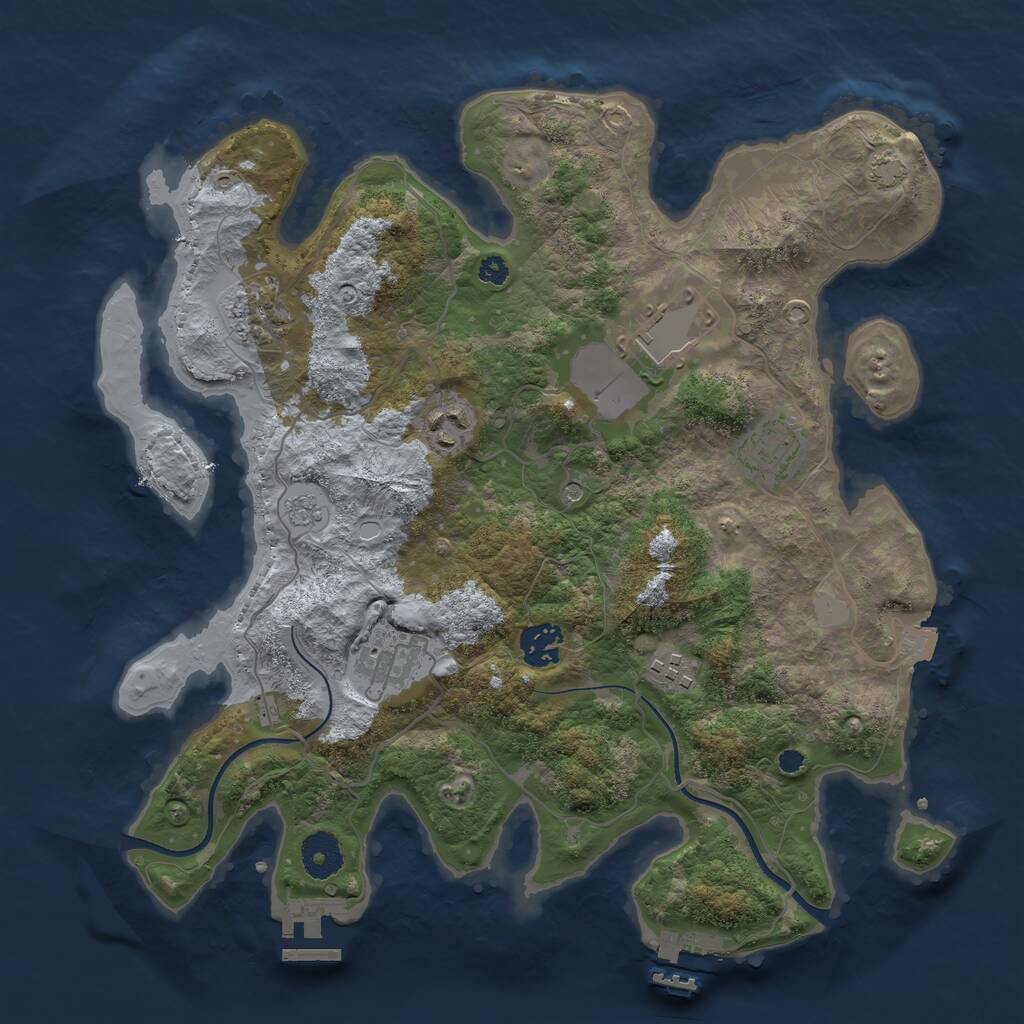 Rust Map: Procedural Map, Size: 3500, Seed: 6105563, 13 Monuments
