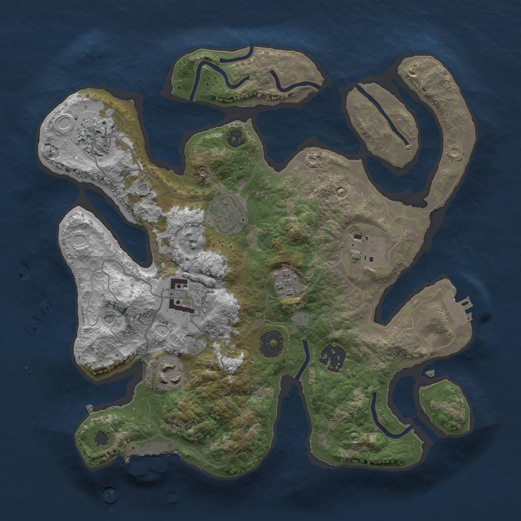 Rust Map: Procedural Map, Size: 3000, Seed: 2141873477, 18 Monuments