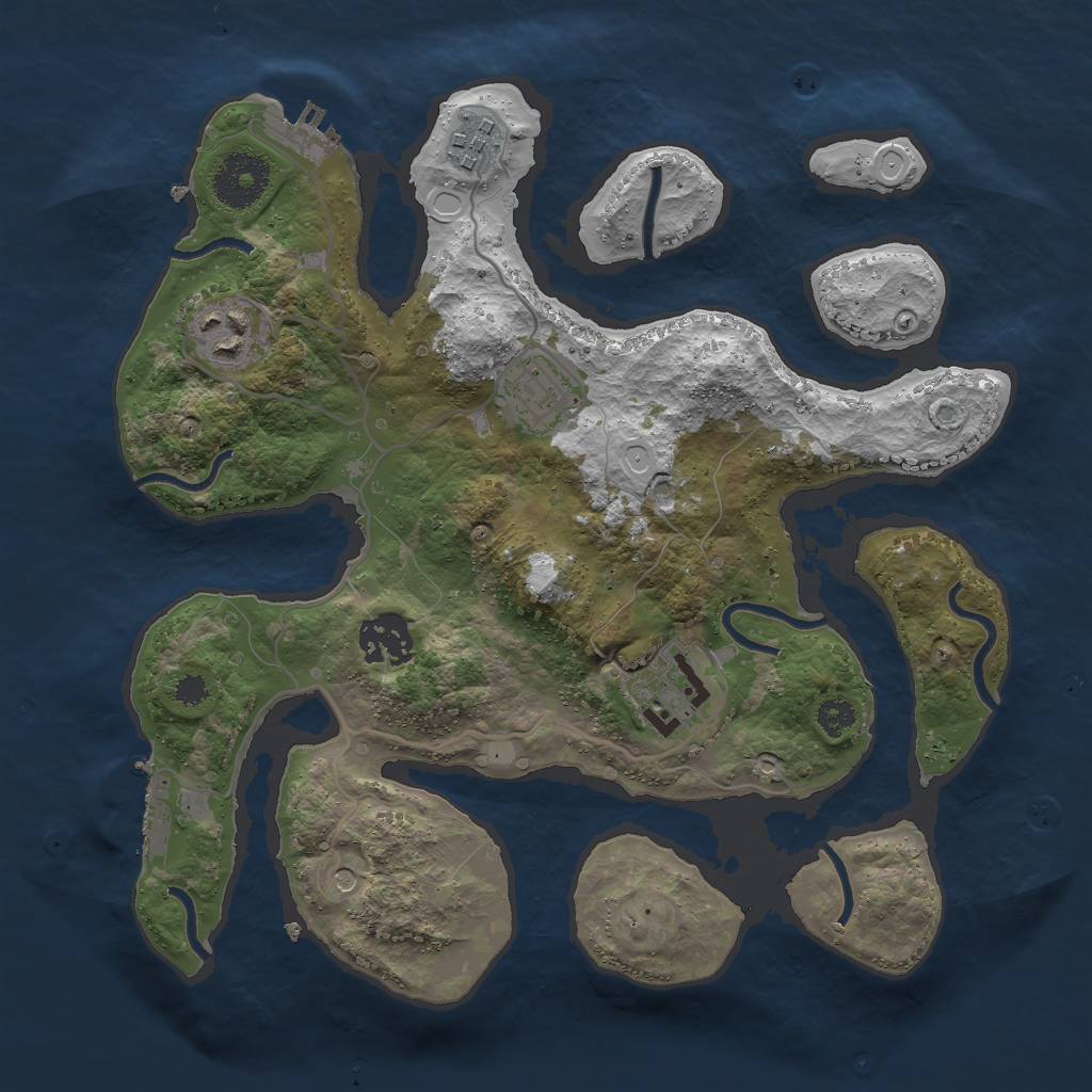 Rust Map: Procedural Map, Size: 3000, Seed: 1357281956, 16 Monuments