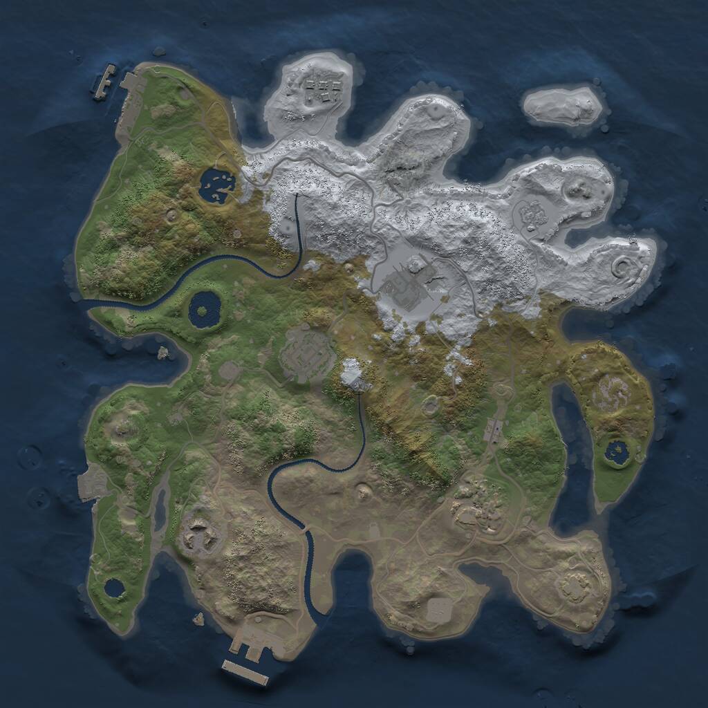 Rust Map: Procedural Map, Size: 3000, Seed: 1357281956, 11 Monuments