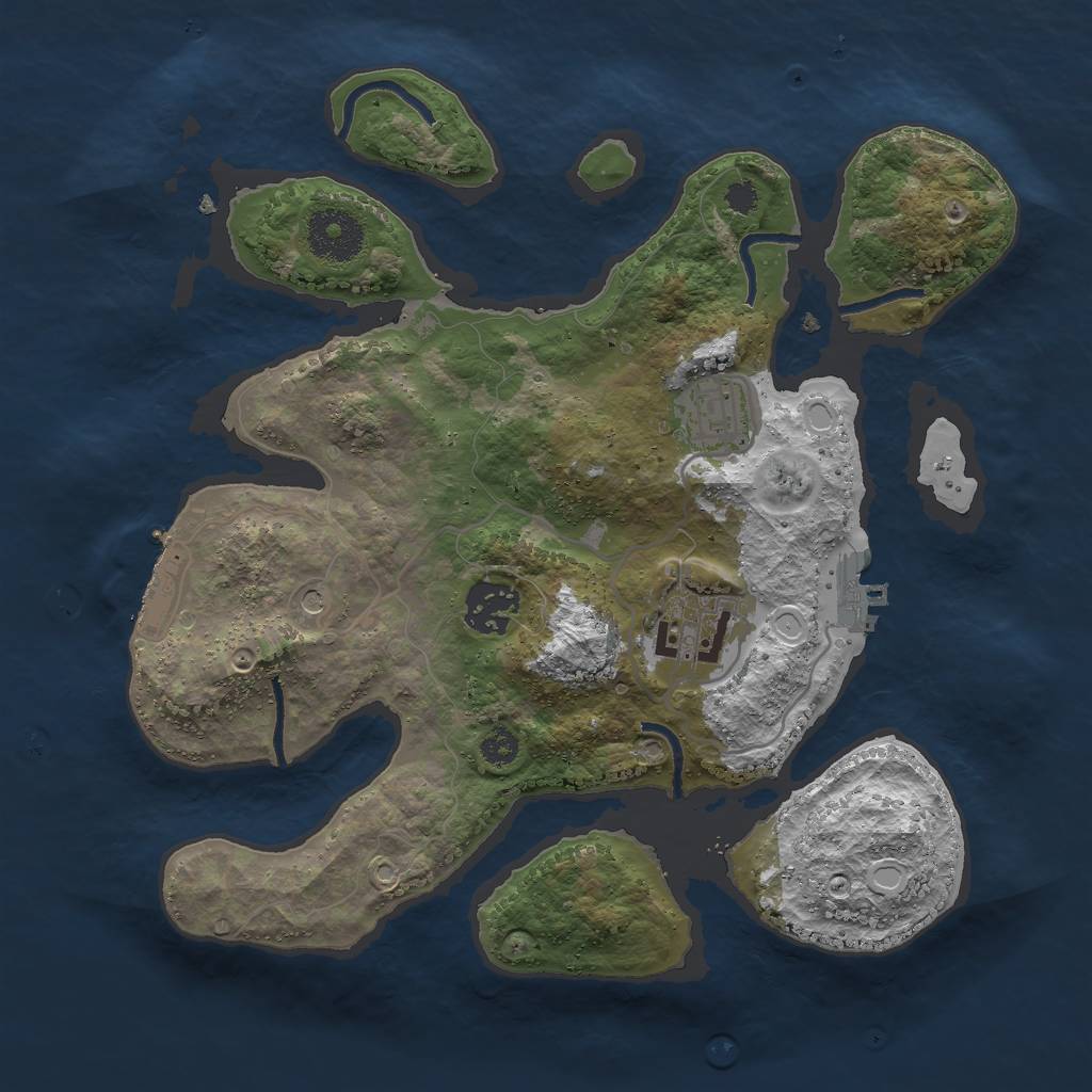 Rust Map: Procedural Map, Size: 3000, Seed: 1911421708, 14 Monuments