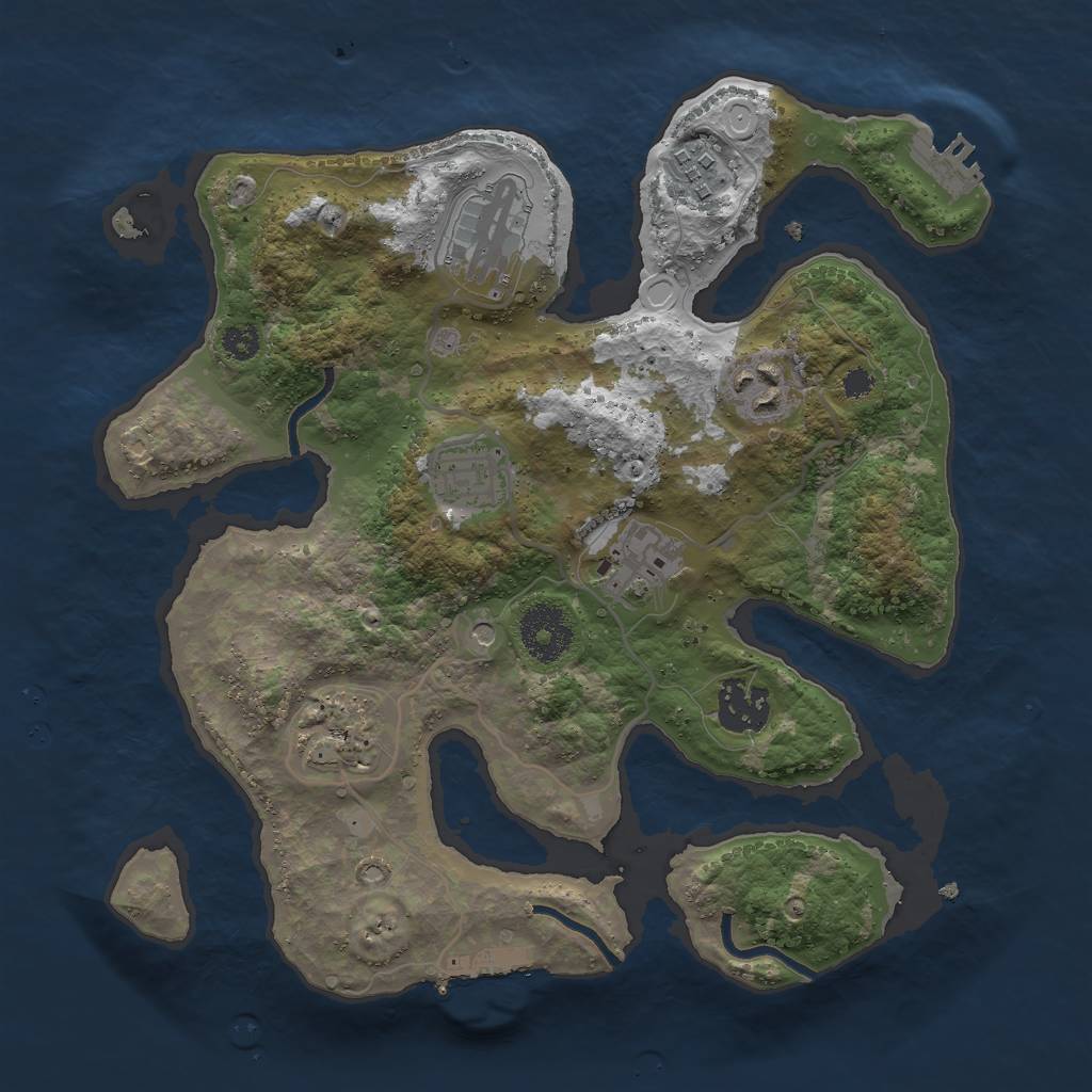 Rust Map: Procedural Map, Size: 3000, Seed: 1793060121, 18 Monuments