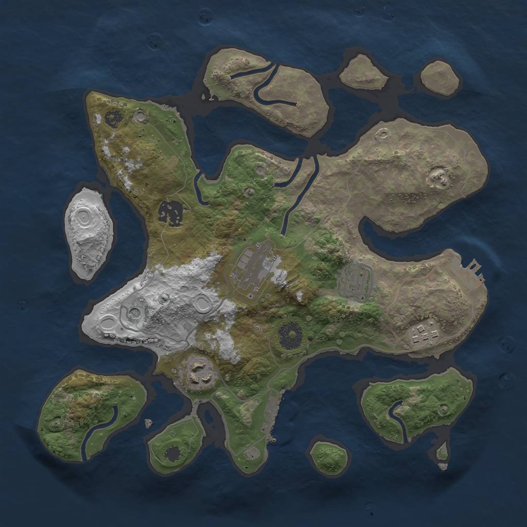 Rust Map: Procedural Map, Size: 3000, Seed: 346365, 16 Monuments