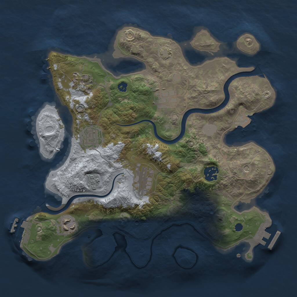 Rust Map: Procedural Map, Size: 3000, Seed: 346365, 12 Monuments