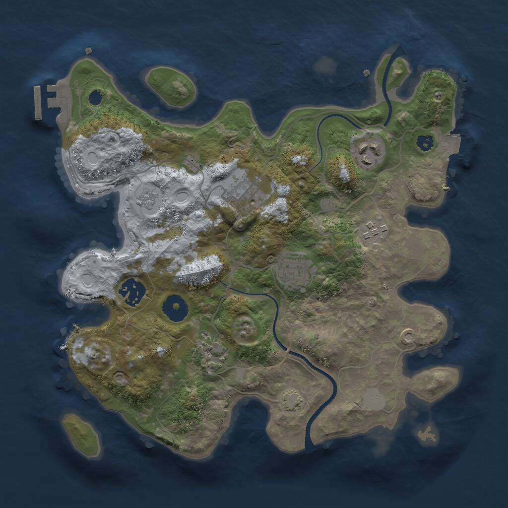 Rust Map: Procedural Map, Size: 3000, Seed: 712222, 10 Monuments
