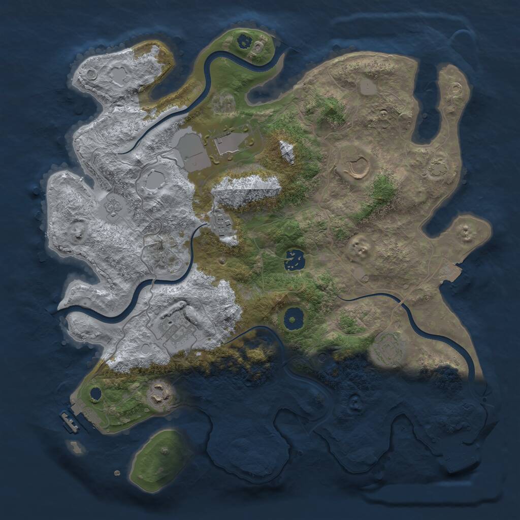 Rust Map: Procedural Map, Size: 3600, Seed: 3645647, 13 Monuments