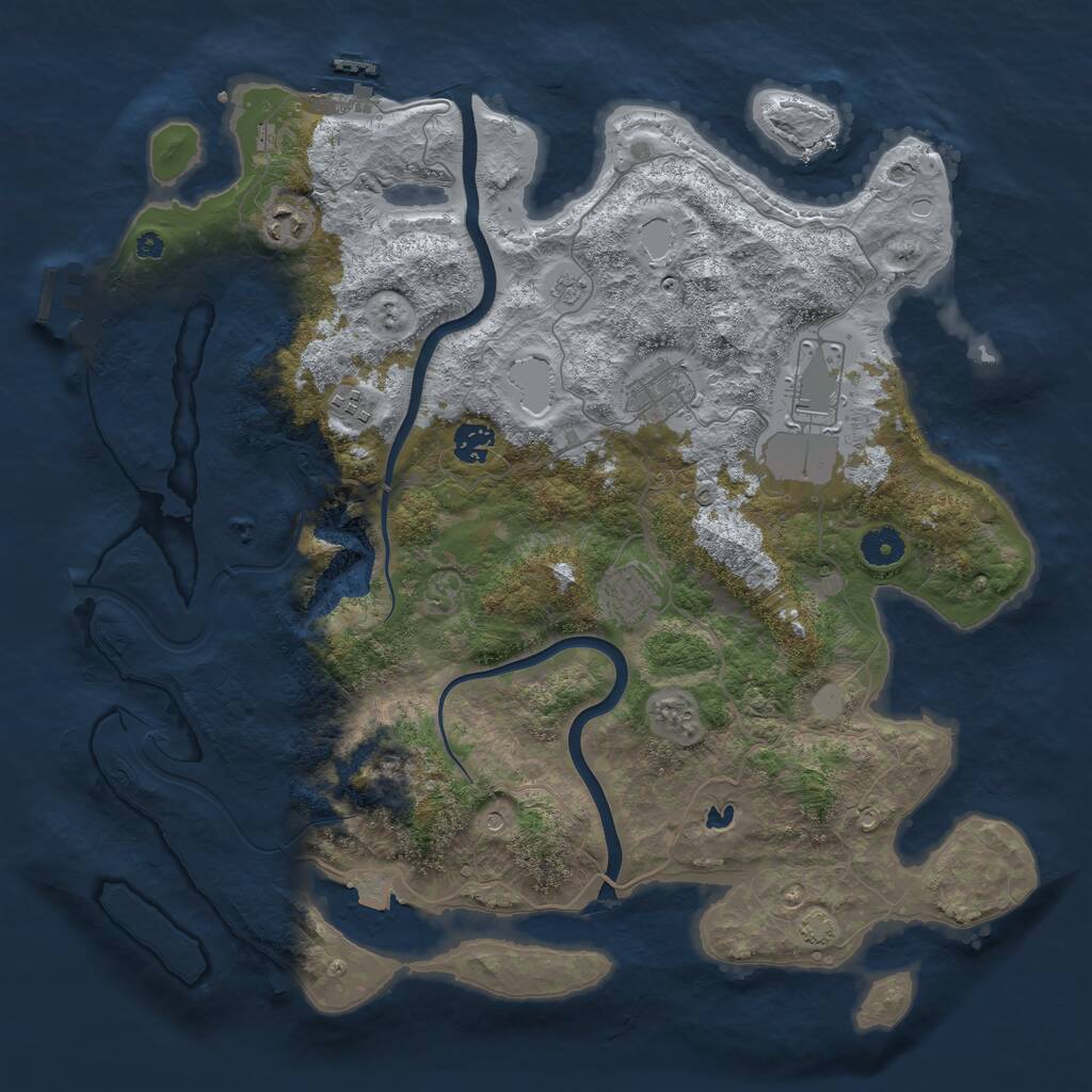 Rust Map: Procedural Map, Size: 4000, Seed: 332513534, 12 Monuments