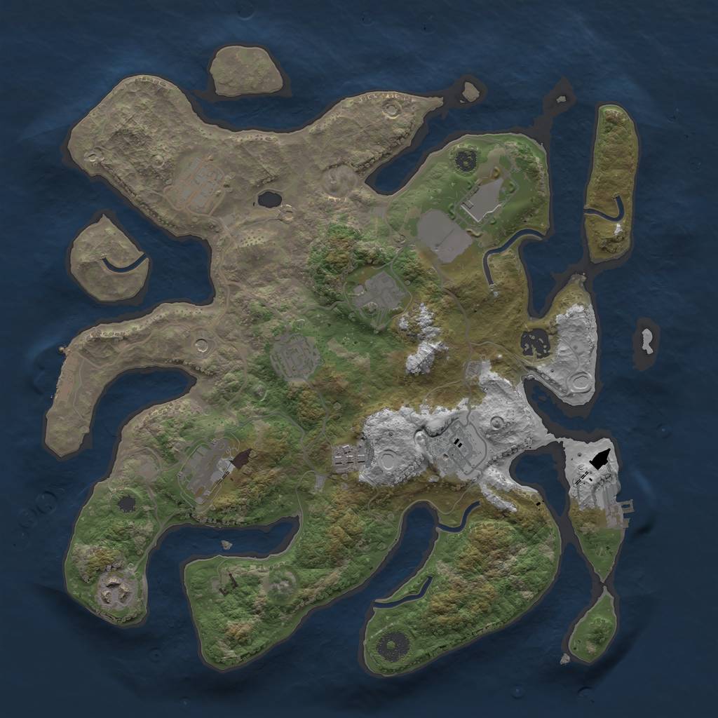 Rust Map: Procedural Map, Size: 3500, Seed: 62383247, 20 Monuments