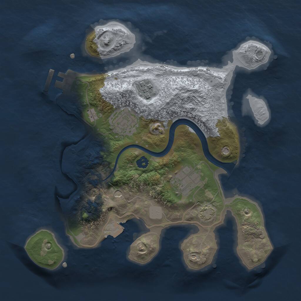 Rust Map: Procedural Map, Size: 2500, Seed: 389189930, 7 Monuments
