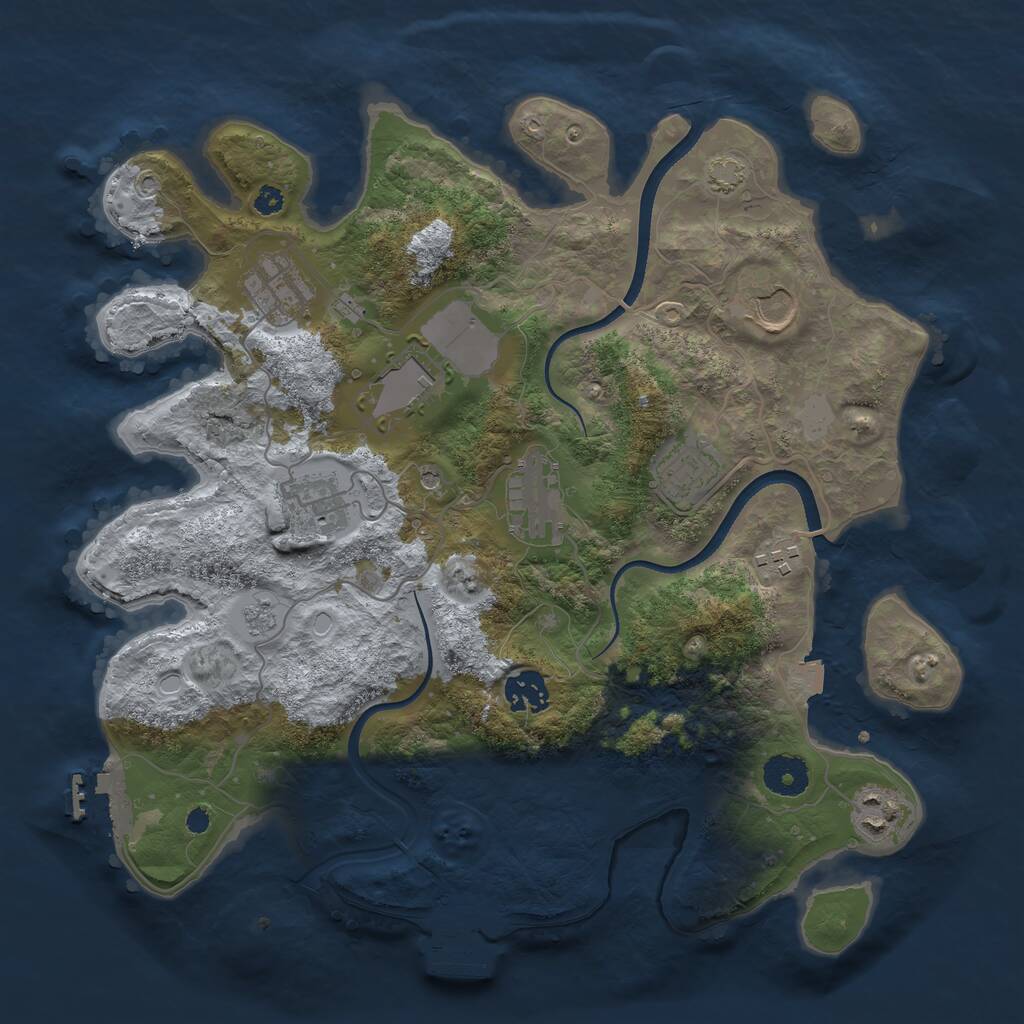 Rust Map: Procedural Map, Size: 3509, Seed: 123456, 15 Monuments