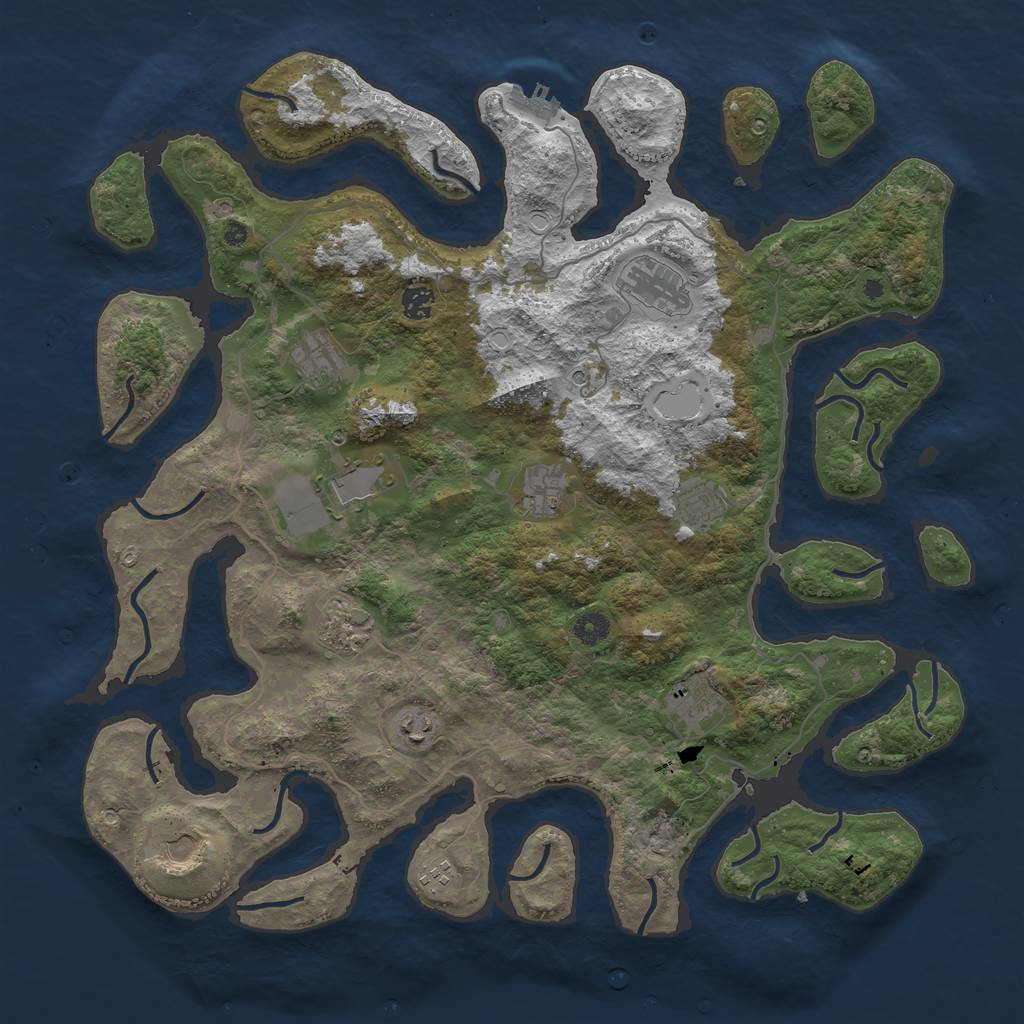 Rust Map: Procedural Map, Size: 4500, Seed: 1393187598, 21 Monuments