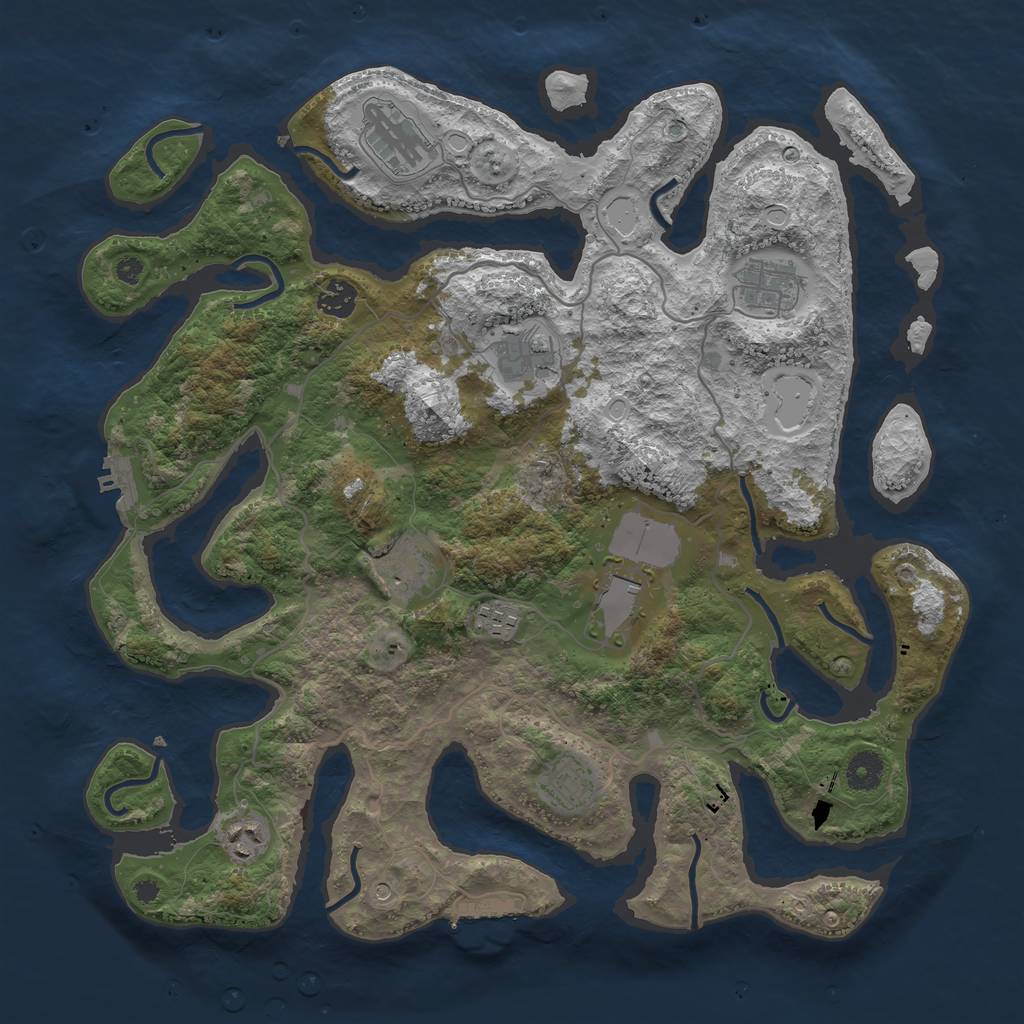 Rust Map: Procedural Map, Size: 4000, Seed: 63342807, 20 Monuments