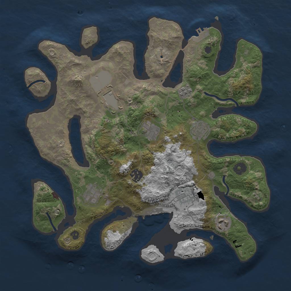 Rust Map: Procedural Map, Size: 3500, Seed: 279936644, 19 Monuments