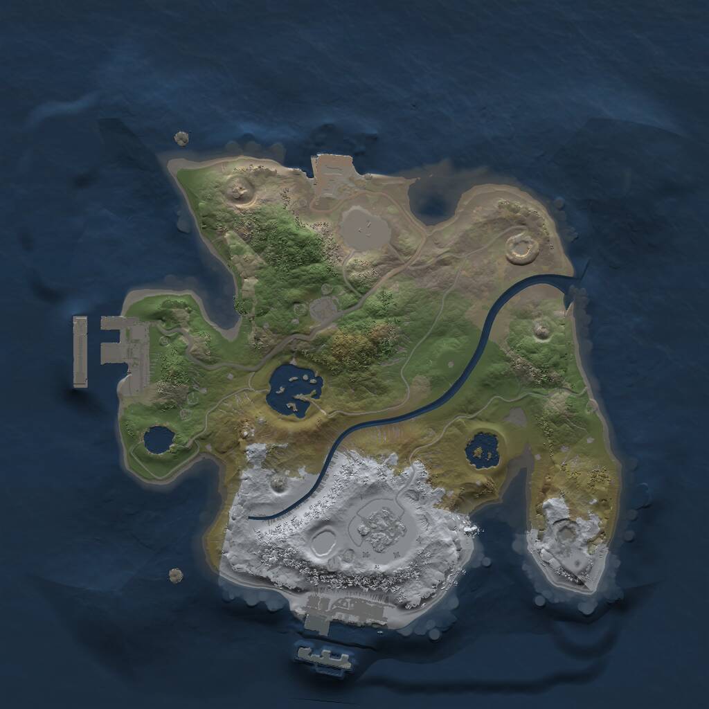 Rust Map: Procedural Map, Size: 2000, Seed: 26520, 5 Monuments