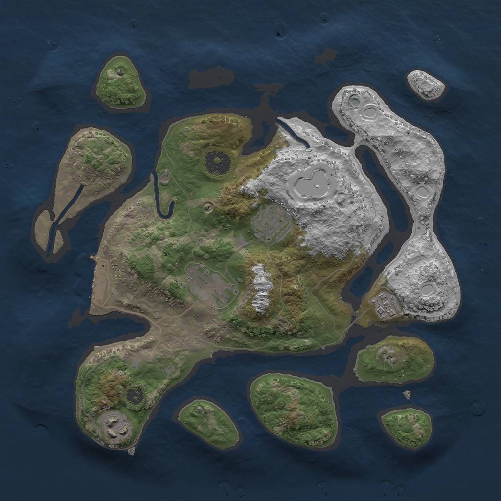 Rust Map: Procedural Map, Size: 3000, Seed: 265174347, 13 Monuments