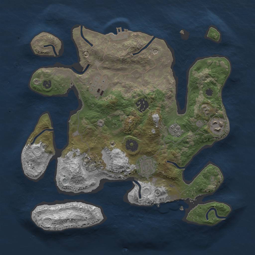 Rust Map: Procedural Map, Size: 3000, Seed: 703831, 17 Monuments