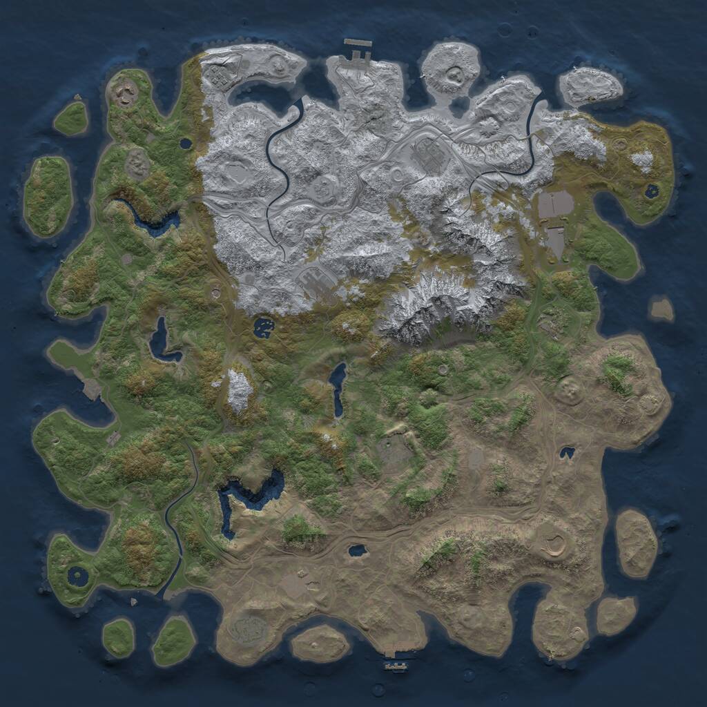 Rust Map: Procedural Map, Size: 5080, Seed: 677396109, 17 Monuments