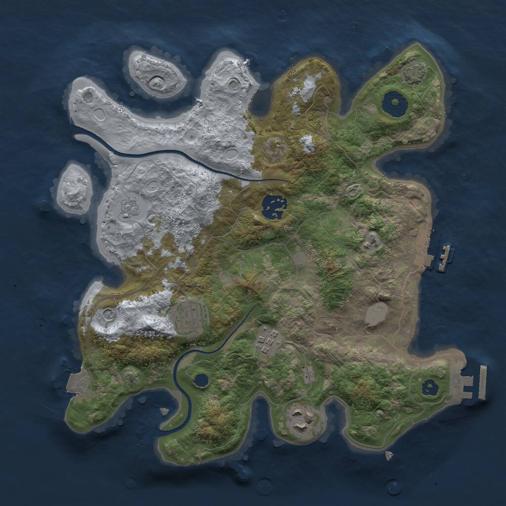 Rust Map: Procedural Map, Size: 3000, Seed: 2422363, 10 Monuments