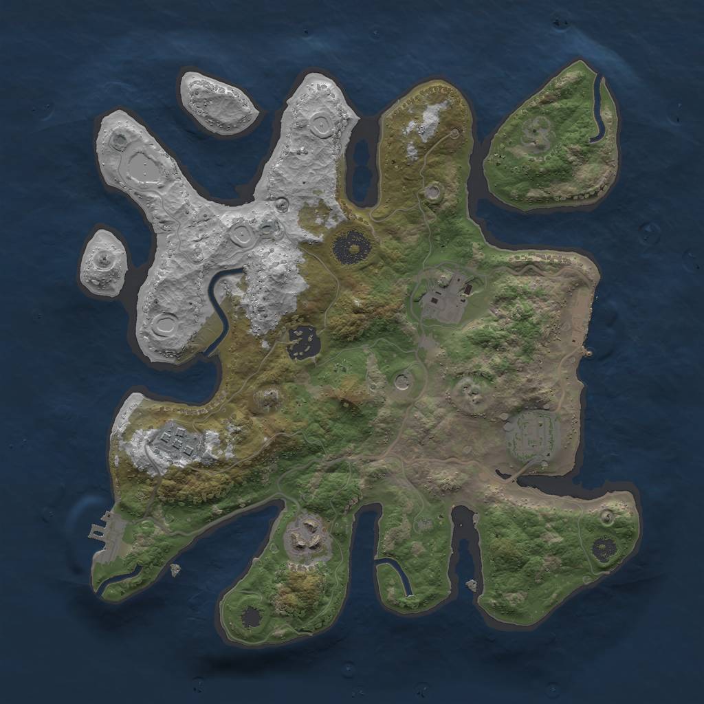 Rust Map: Procedural Map, Size: 3000, Seed: 2422363, 16 Monuments