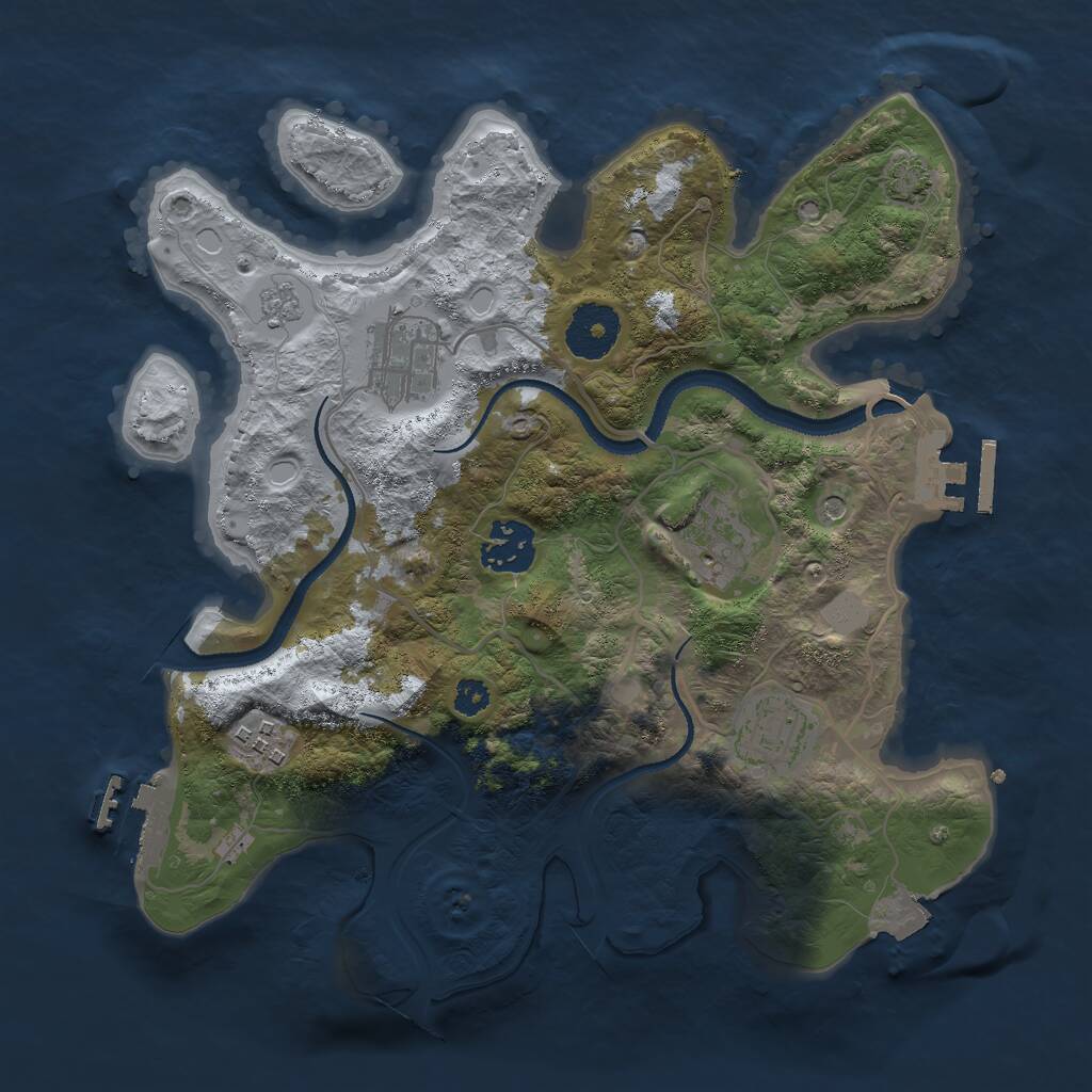 Rust Map: Procedural Map, Size: 3000, Seed: 2422363, 11 Monuments
