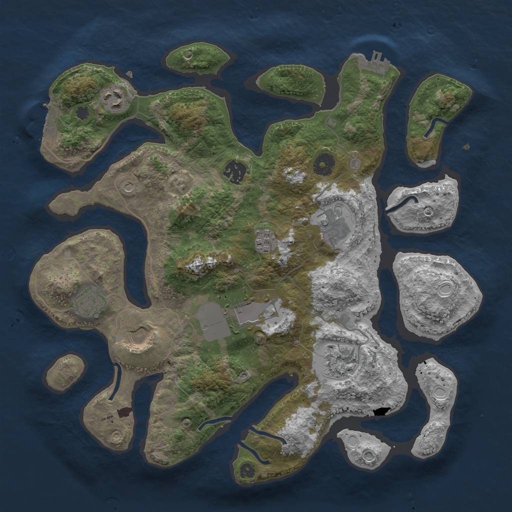 Rust Map: Procedural Map, Size: 3500, Seed: 1160758605, 19 Monuments