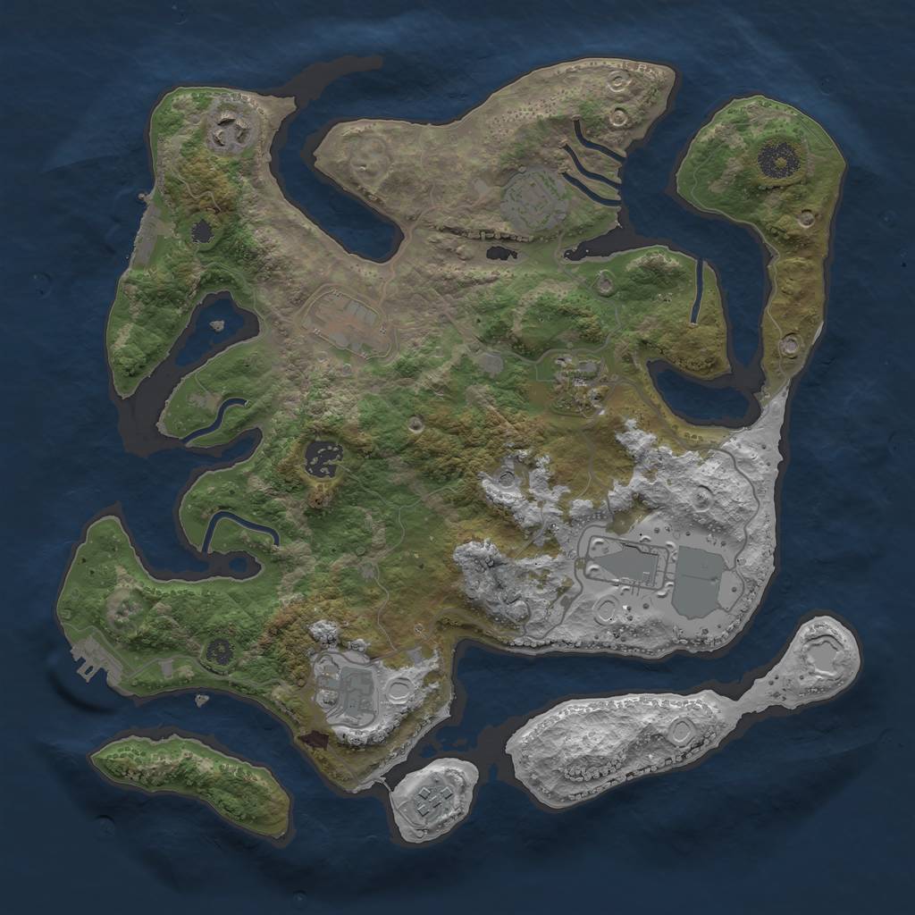 Rust Map: Procedural Map, Size: 3500, Seed: 8312735, 19 Monuments