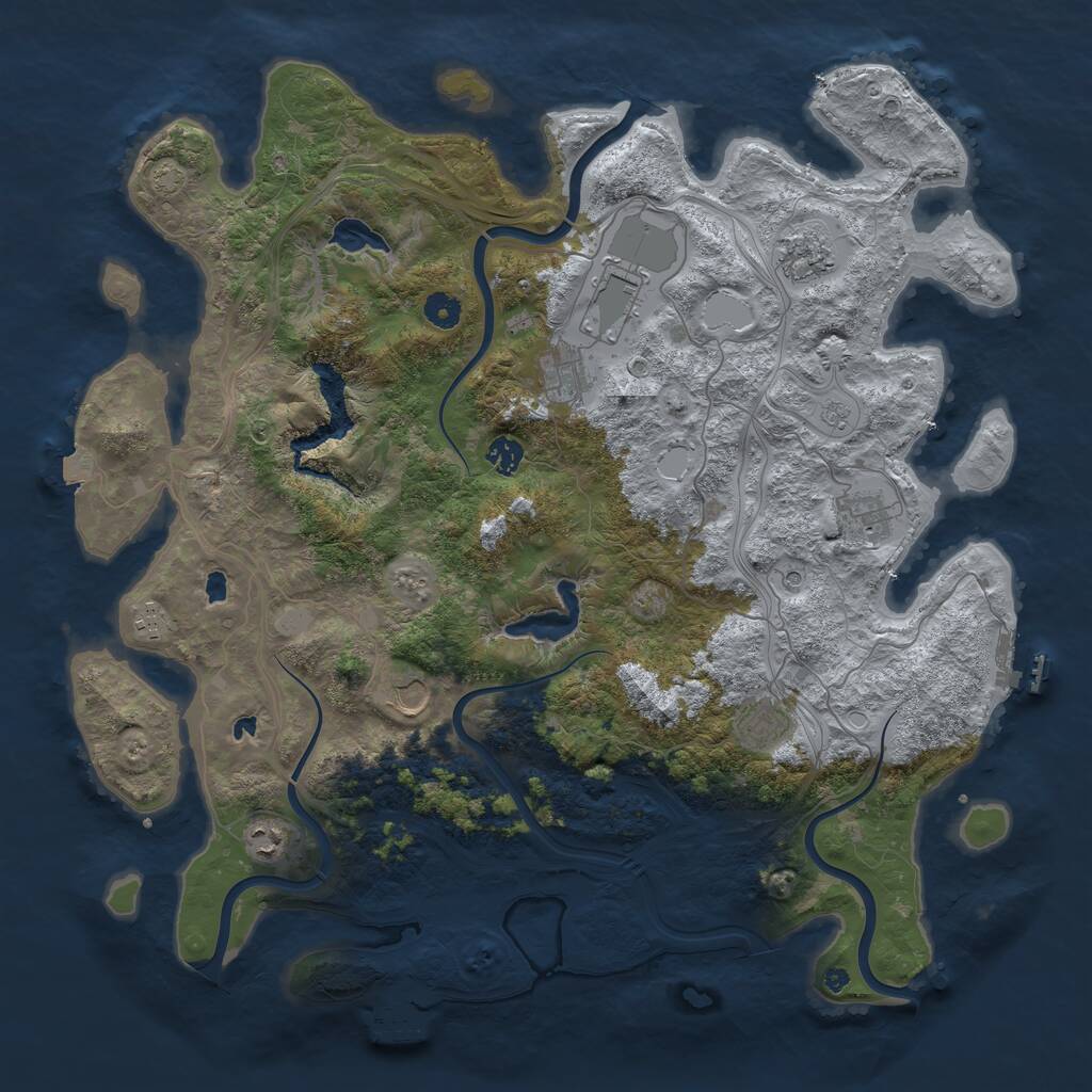 Rust Map: Procedural Map, Size: 4500, Seed: 1910892337, 15 Monuments