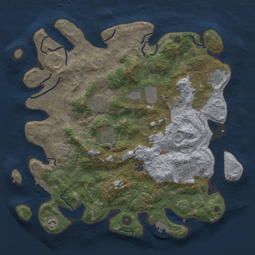 Rust Map: Procedural Map, Size: 4000, Seed: 564555471, 16 Monuments
