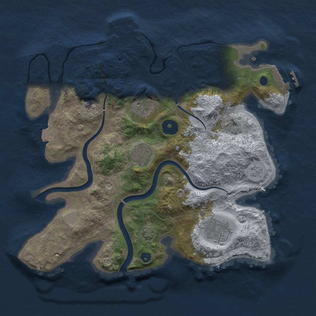 Rust Map: Procedural Map, Size: 3000, Seed: 13821, 10 Monuments