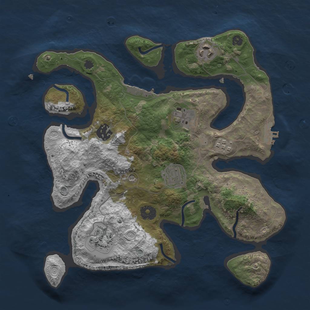 Rust Map: Procedural Map, Size: 3000, Seed: 652856287, 17 Monuments