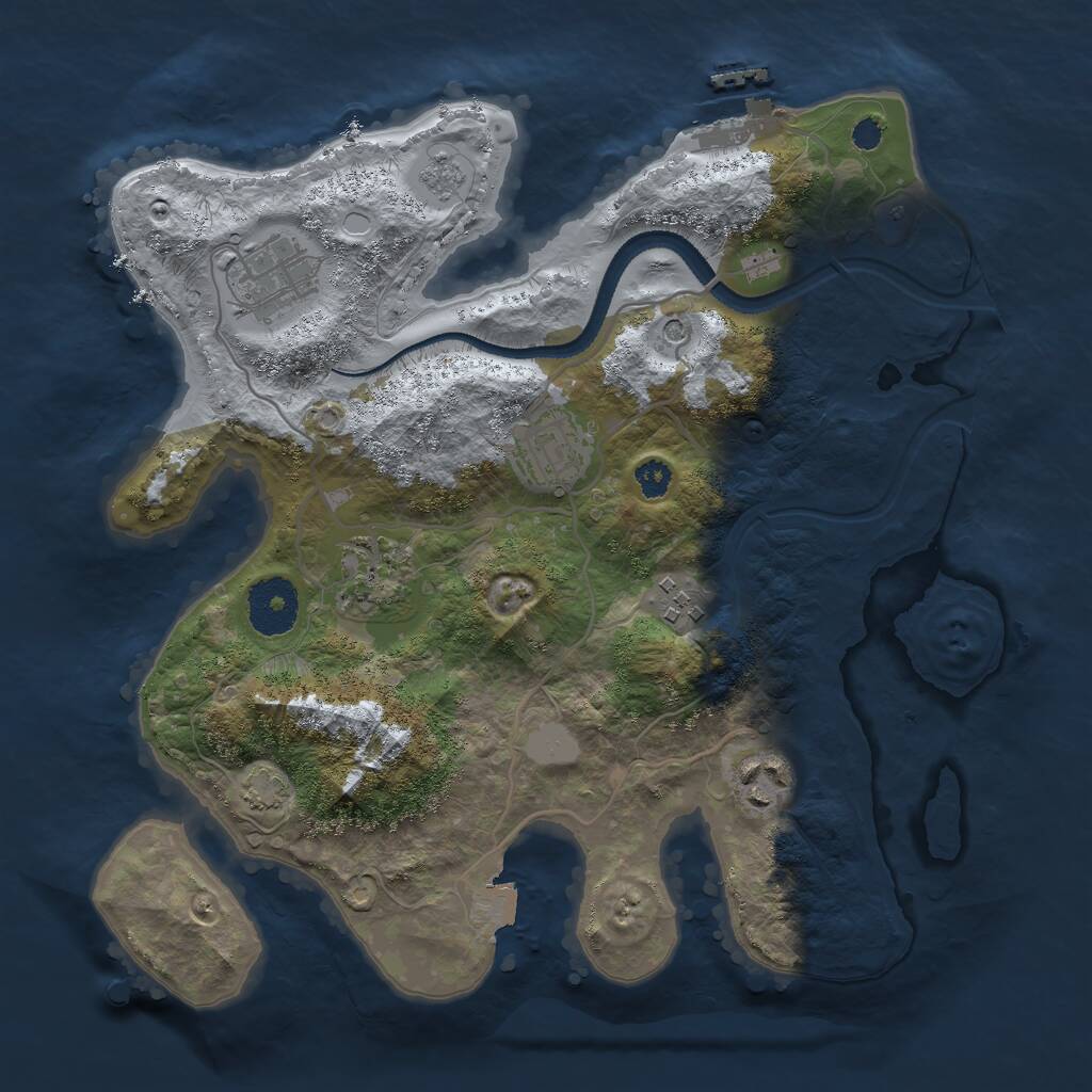 Rust Map: Procedural Map, Size: 3000, Seed: 2137769802, 10 Monuments