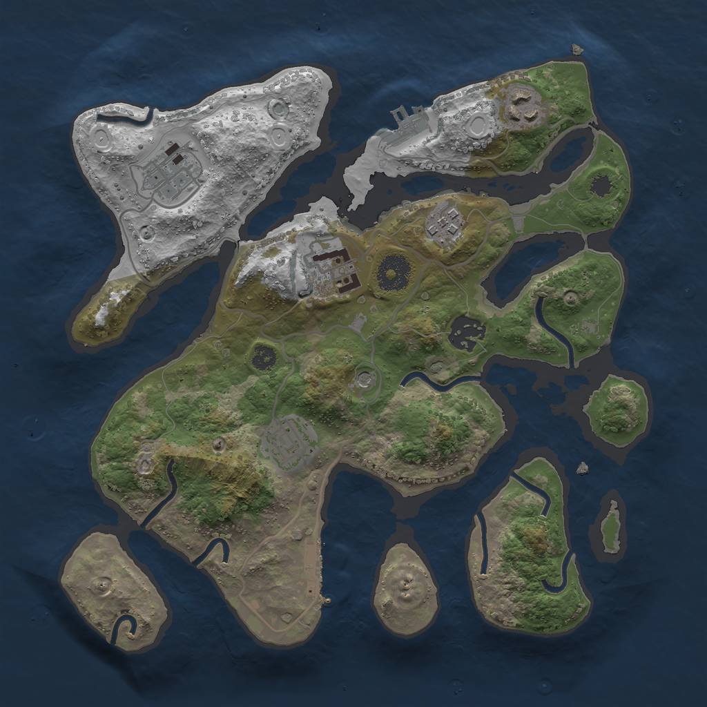 Rust Map: Procedural Map, Size: 3000, Seed: 2137769802, 17 Monuments