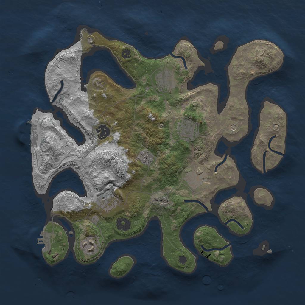 Rust Map: Procedural Map, Size: 3250, Seed: 256984, 18 Monuments