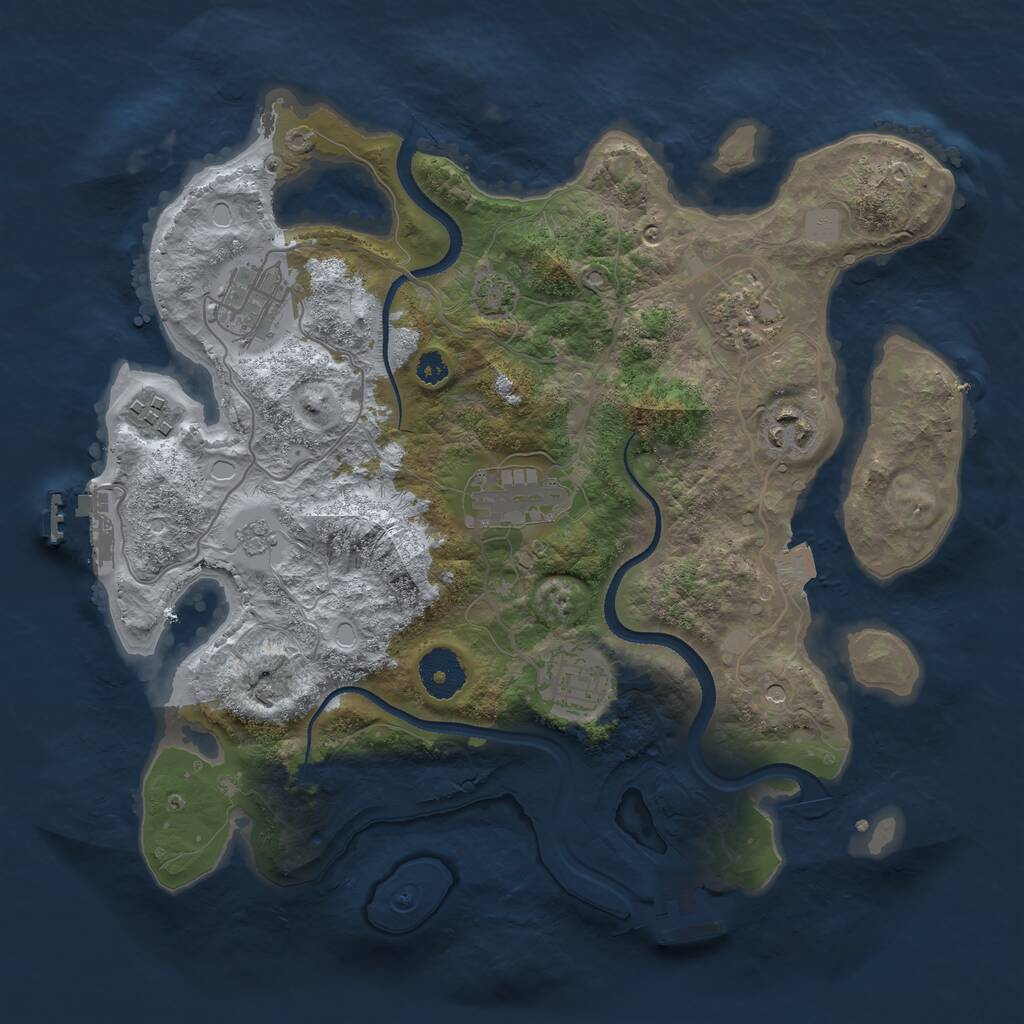 Rust Map: Procedural Map, Size: 3250, Seed: 256984, 12 Monuments
