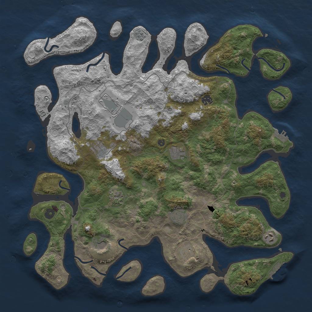 Rust Map: Procedural Map, Size: 4500, Seed: 123429, 21 Monuments