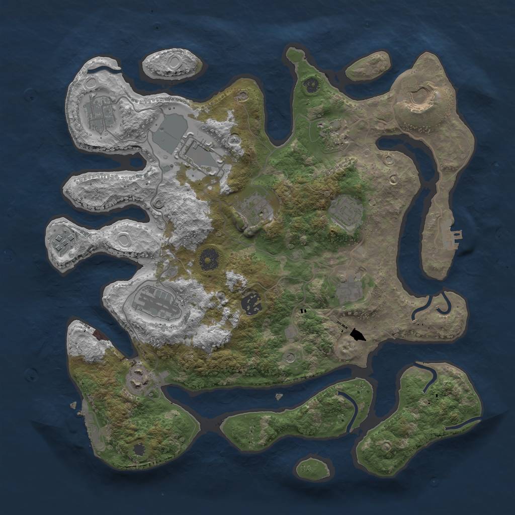 Rust Map: Procedural Map, Size: 3600, Seed: 938667619, 22 Monuments